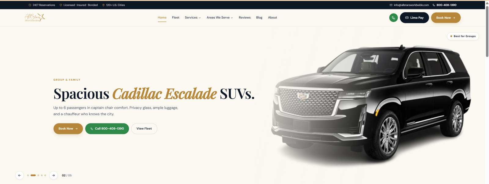 Allstars Worldwide limousine website project